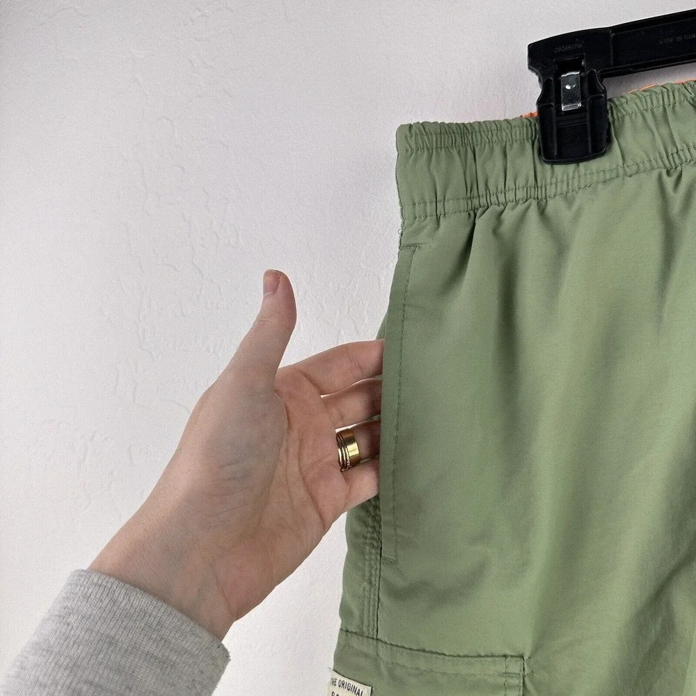 Tokyo Laundry‎ Swim Trunks Men’s Green Orange Lined Pockets Size Large 7” Inseam